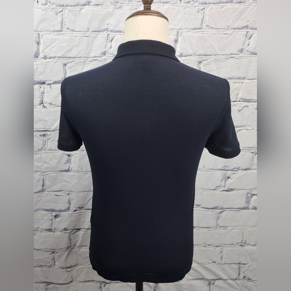 Burberry Men's Polo Shirt Navy Fine Mesh Gold Metal Equestrian Knight XS - Picture 10 of 16